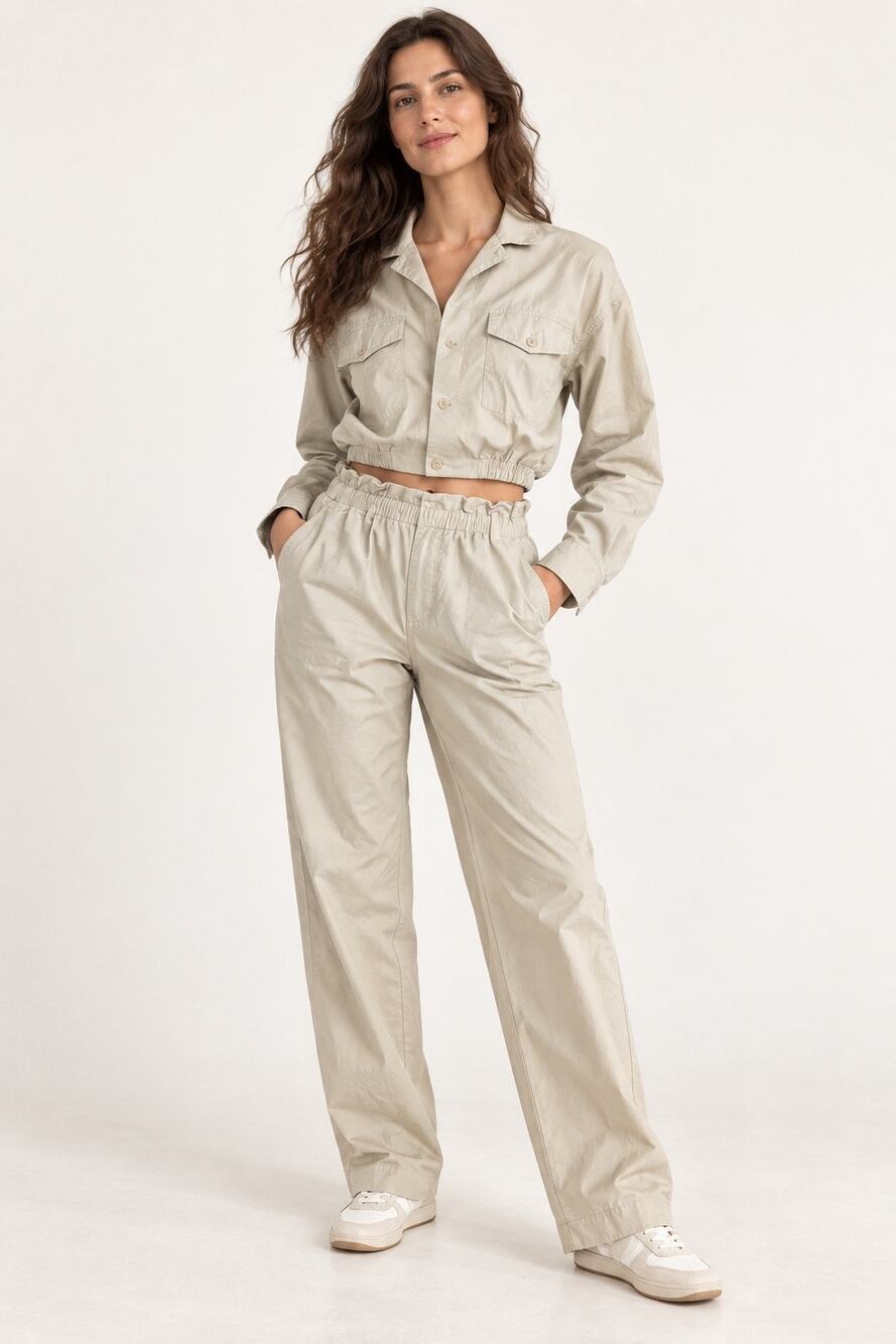 Vintage 80s 90s Esprit Sport Khaki Cotton 2 Piece Pants Set M 9/10